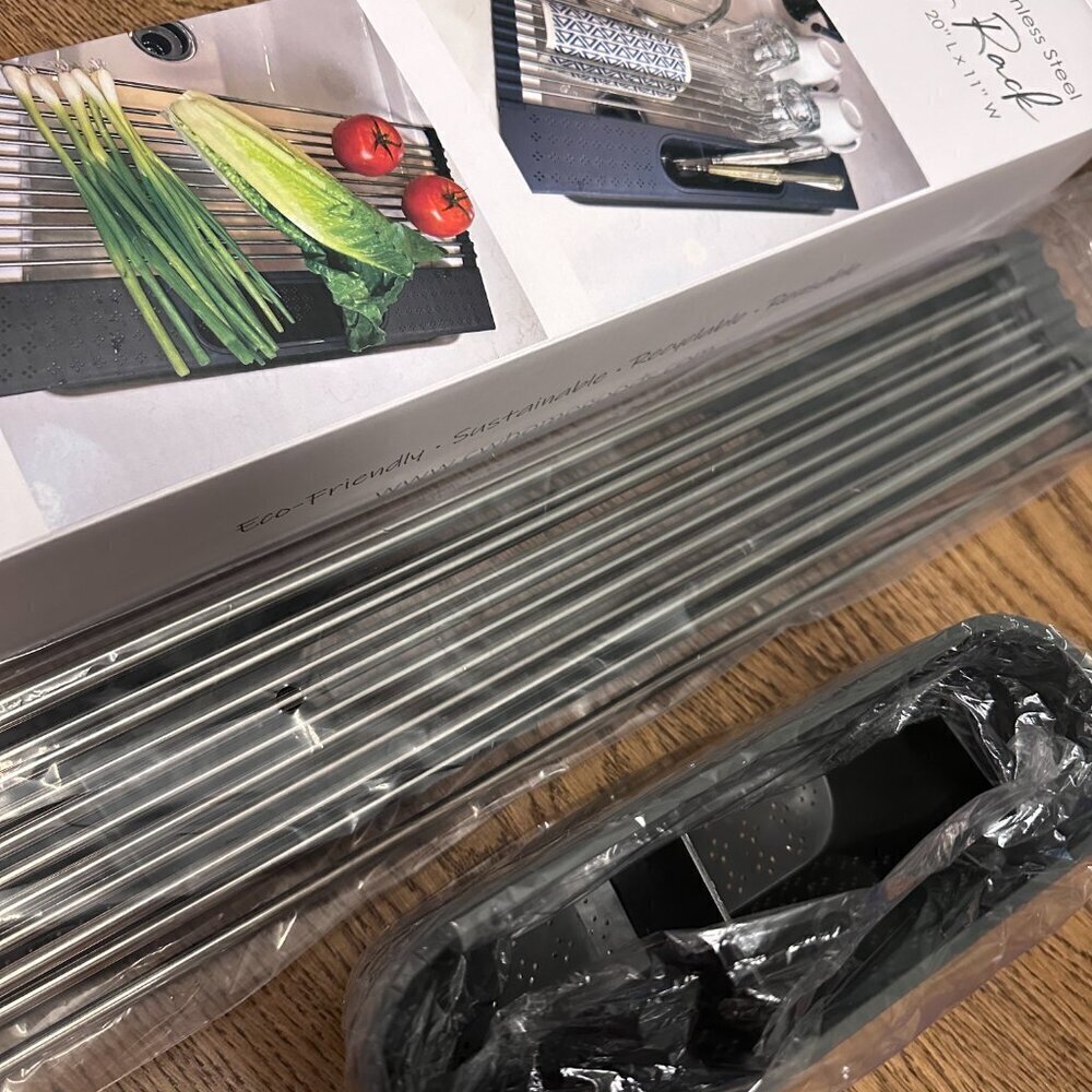 NEW! CW HOME Roll Up Dish Drying Rack over the sink stainless steel silicon - Picture 7 of 7